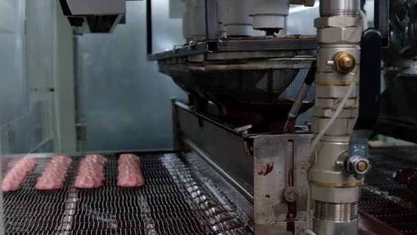 컨베이어 기계에 과자에 초콜릿 마시멜로우의 Marshmallow — 비디오