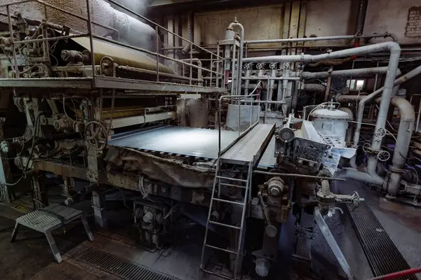 Завод Переработке Отходов Бумаги Машина Производства Бумажных Рулонов Стоковая Картинка