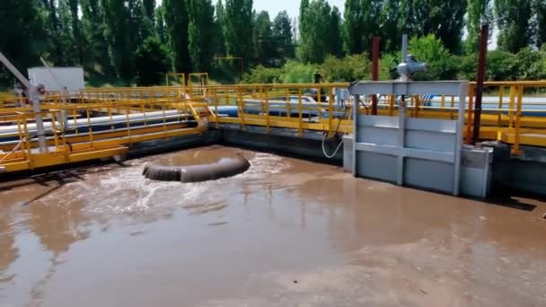 Modern Wastewater Treatment Plant Tanks Aeration Biological Purification Sewage — Stock Video