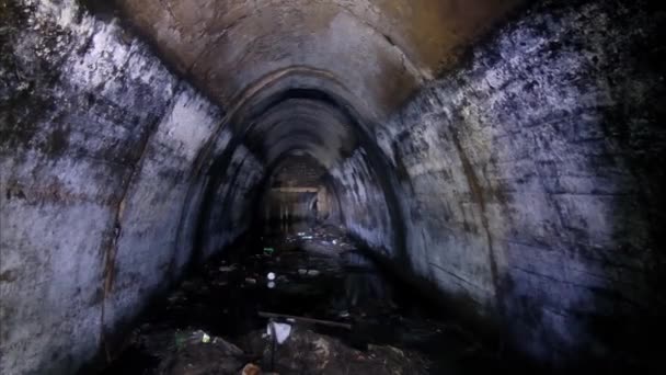 Podziemny Tunel Ściekowy Duży Kolektor Ścieków — Wideo stockowe