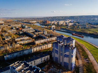 Volgograd 'daki Volga-Don Nakliye Kanalı, hava manzaralı..