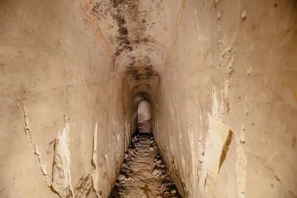 stock image Dark abandoned underground chalky cave temple in Migulinskaya, Rostov Oblast.
