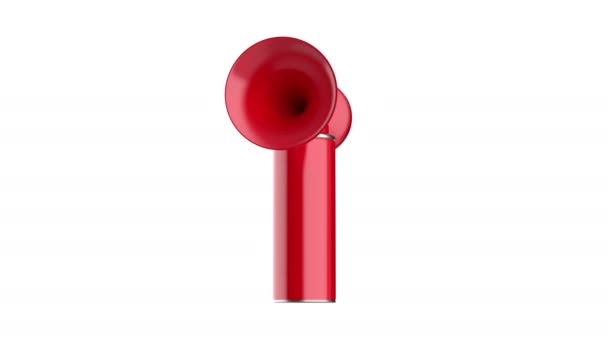 Red Portable Air Horn White Background — Stock Video