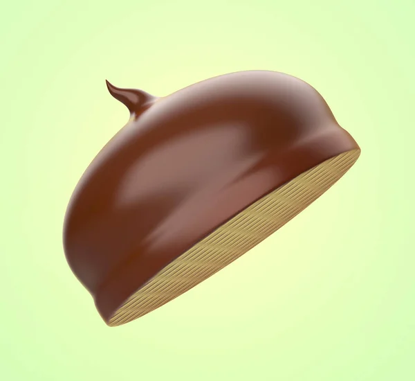 チョコレートコーティングされたマシュマロ緑の背景 — ストック写真