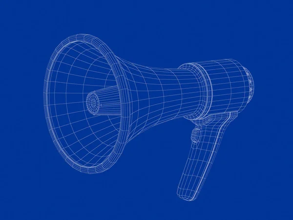 Wire Frame Model Electric Megaphone — Stock Photo, Image