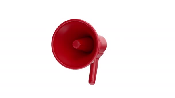 Beyaz Arkaplanda Kırmızı Elektrik Megafonu — Stok video