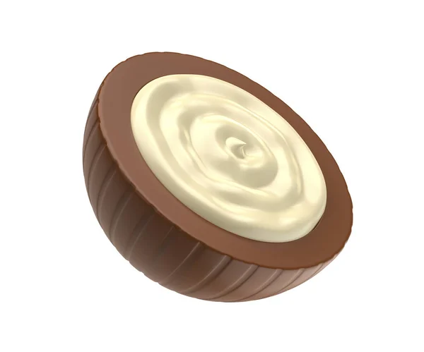 Tejcsokoládé Cukorka Fehér Csokoládéval Belül — Stock Fotó