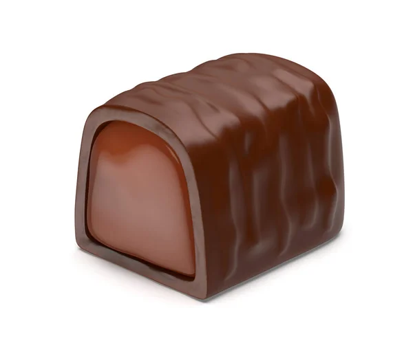 Dunkles Schokoladenbonbon Mit Karamellfüllung Innen — Stockfoto