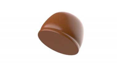 Beyaz arka planda çikolata kaplı lokum.