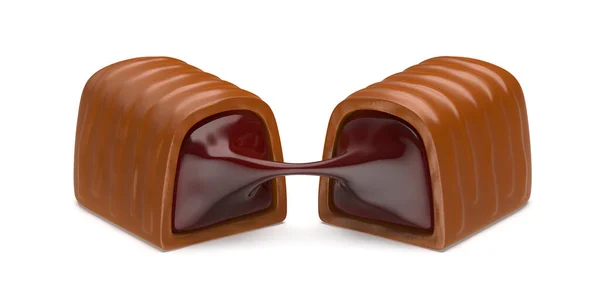 Milchschokolade Mit Kirschfüllung Inneren — Stockfoto