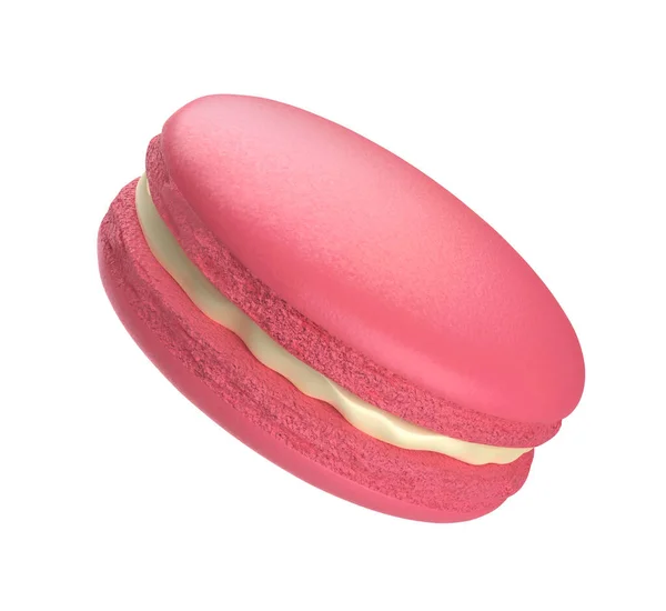 Macaron Mit Erdbeergeschmack Gefüllt Mit Weißer Schokoladencreme — Stockfoto