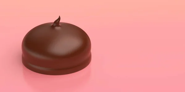 Chocolade Gecoat Marshmallow Glanzende Roze Achtergrond — Stockfoto