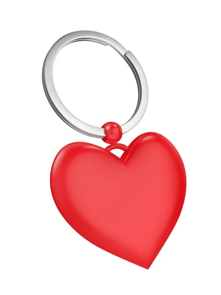 Keyring Red Heart Isolated White Background — Stock Photo, Image