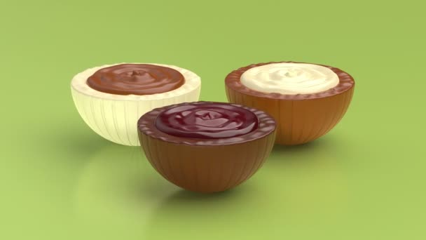 Caramelle Cioccolato Bianco Fondente Latte Con Ripieni Diversi All Interno — Video Stock
