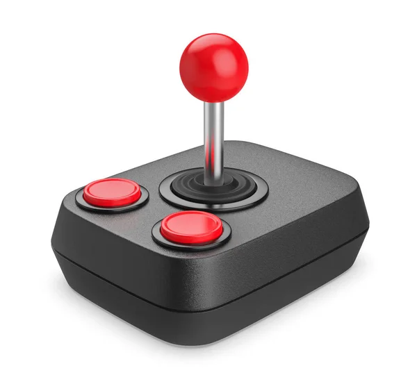 Black Retro Joystick Two Buttons White Background — Stock Photo, Image