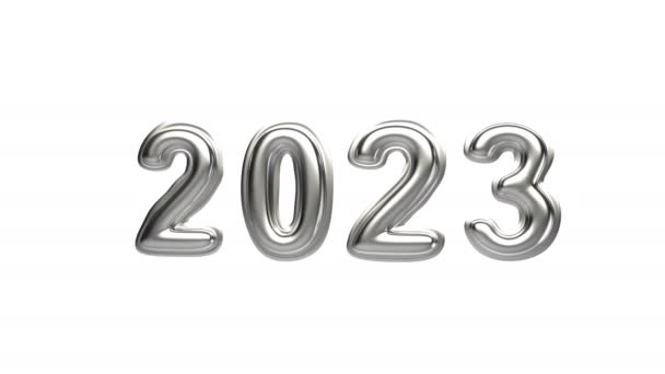 Šťastný Nový Rok 2023 Koncept Animace Stříbrnými Balónky — Stock video