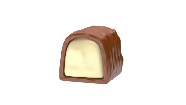 Bílé Tmavé Mléčné Bonbóny Karamelem Čokoládovými Náplněmi Uvnitř — Stock video