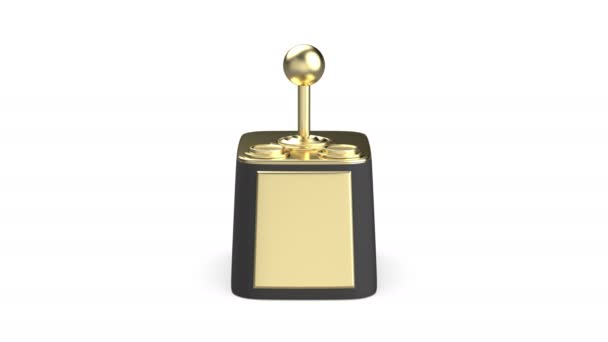 Front View Gold Computer Joystick Trophy White Background — Stockvideo