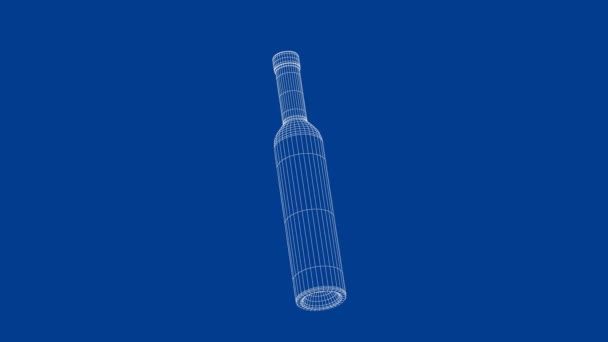 Wire Frame Model Tall Bottle Water Alcoholic Beverages — Stok video