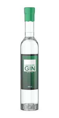 Beyaz arka planda cin şişesi, ön manzara