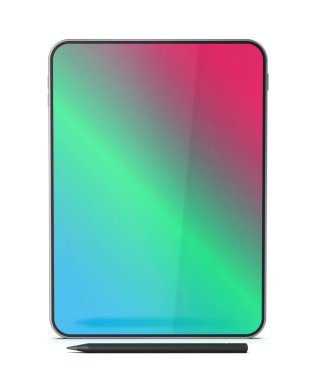 Tablet bilgisayar ve beyaz arka plan üzerinde dijital kalem