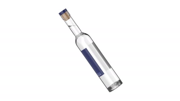 Láhev Vodka Bílém Pozadí — Stock video