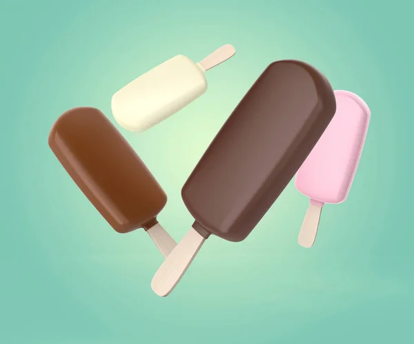 チョコレートが違う4つのアイスクリーム — ストック写真