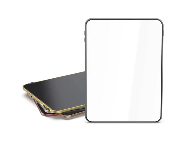 Tablet Computer Mit Unterschiedlichen Farben Auf Weißem Hintergrund — Stockfoto