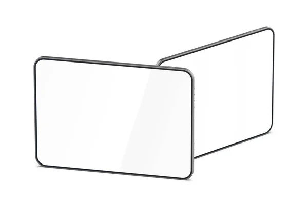 白色背景的两台空扇贝平板电脑 — 图库照片