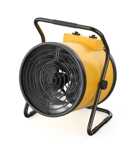 Calentador Ventilador Eléctrico Forma Cilindro Amarillo Sobre Fondo Blanco — Foto de Stock