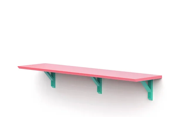Kleurrijke Houten Plank Met Beugels Een Witte Muur — Stockfoto