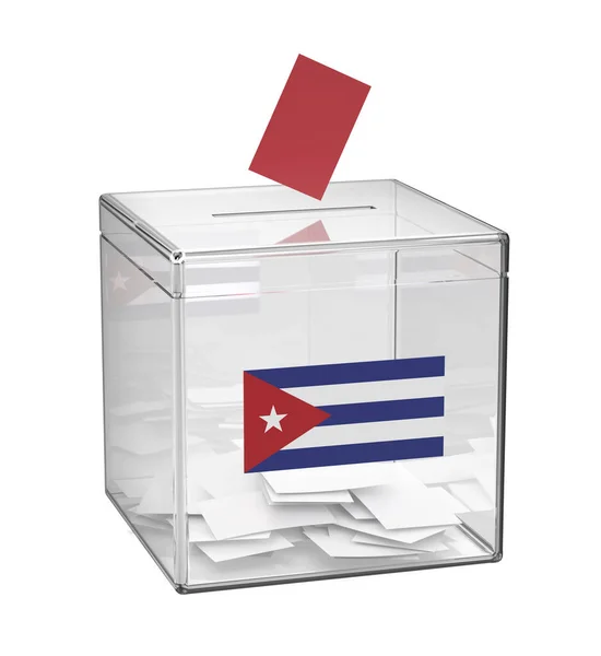 挂满古巴国旗的投票箱 古巴选举的概念形象 — 图库照片