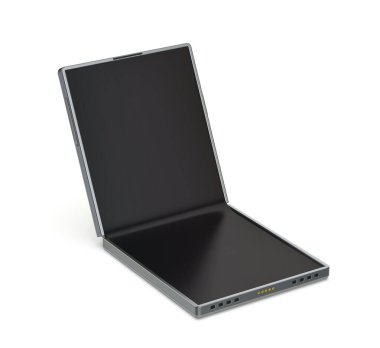 Beyaz arkaplanda modern katlanabilir akıllı telefon