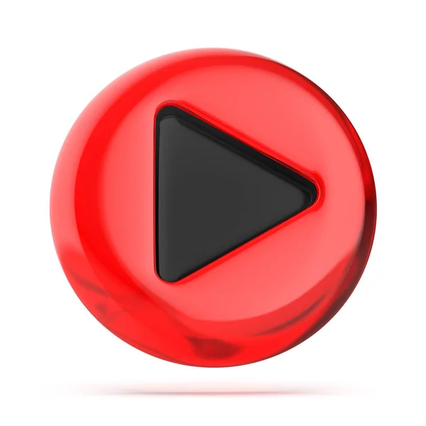 Красная Кнопка Игры Стекла Белом Фоне — стоковое фото