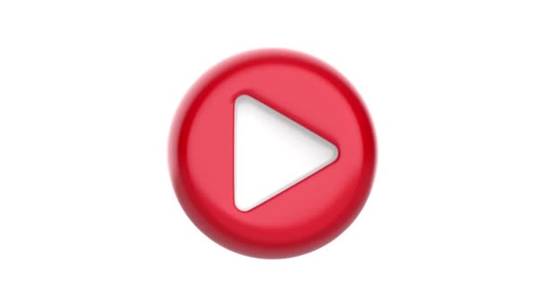 白い背景に赤い再生ボタンを回転 — ストック動画