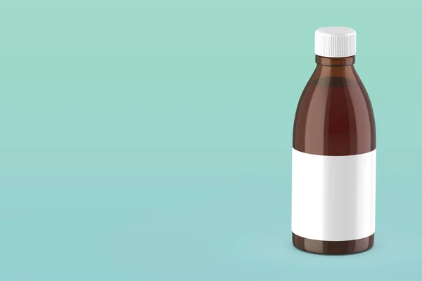Стеклянная Бутылка Пустым Этикеткой Наполненная Жидким Лекарством — стоковое фото