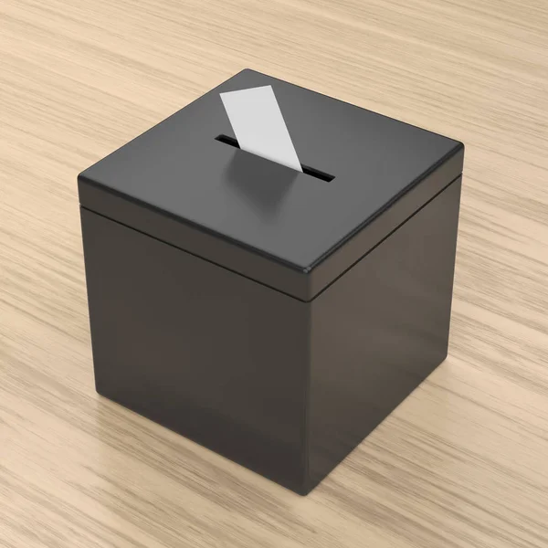 Избирательная Урна Избирательным Бюллетенем Деревянном Столе — стоковое фото