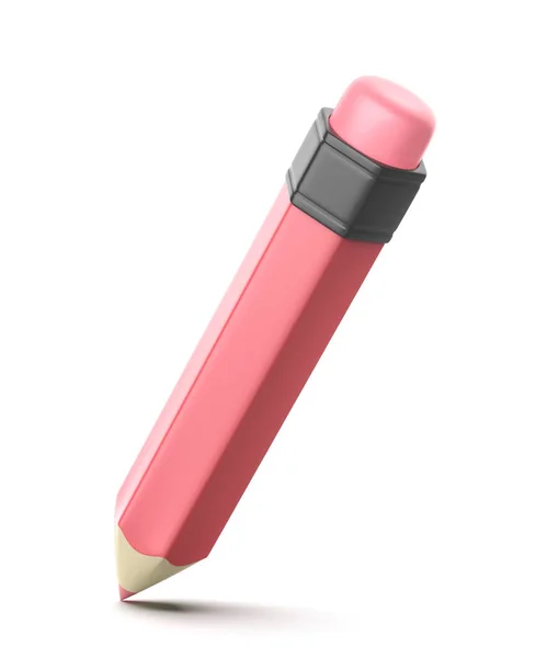 Tecknad Stil Rosa Färgad Penna Med Gummi Suddgummi — Stockfoto
