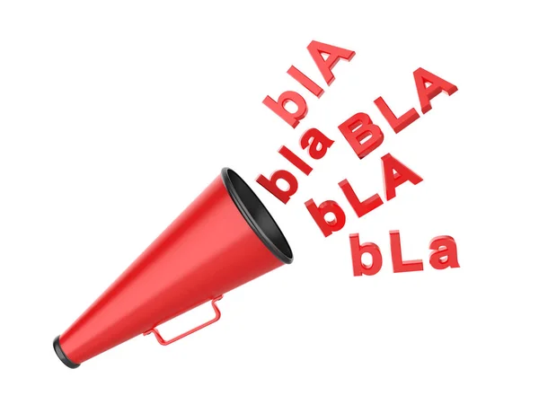 Rotes Megafon Das Bla Bla Wörter Auf Weißem Hintergrund Verbreitet — Stockfoto