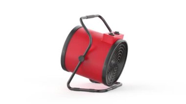 Sanayi silindiri beyaz arka planda elektrikli fan ısıtıcısı şeklinde