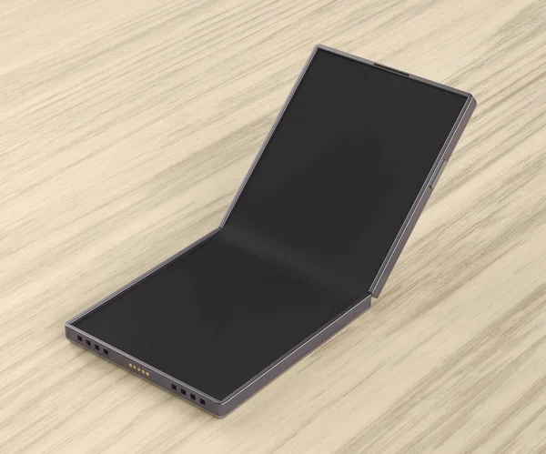 Foldable Smartphone Wooden Desk — Stock Photo, Image