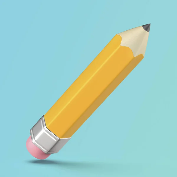 Desenhos Animados Estilo Amarelo Lápis Madeira Com Borracha — Fotografia de Stock