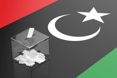 Libya bayrağıyla sandık, Libya 'da seçimler için konsept resim
