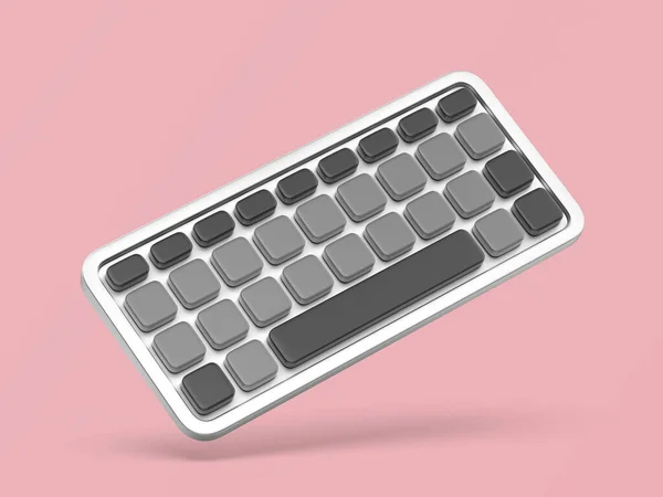 ピンクの背景にシンプルなワイヤレスコンピュータのキーボード — ストック写真