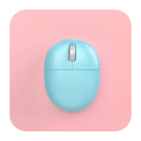 マウスパッド上のシンプルなワイヤレスコンピュータのマウス トップビュー — ストック写真
