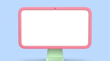 Mavi arkaplanda çizgi film biçimi bilgisayar monitörü