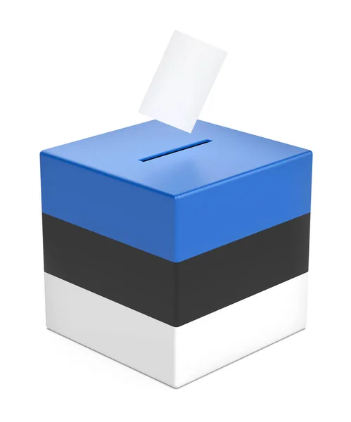 Изображение Выборов Эстонии Урна Голосования Избирательным Бюллетенем — стоковое фото