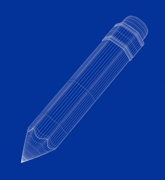 Drahtmodell Eines Bleistifts Mit Radiergummi — Stockfoto