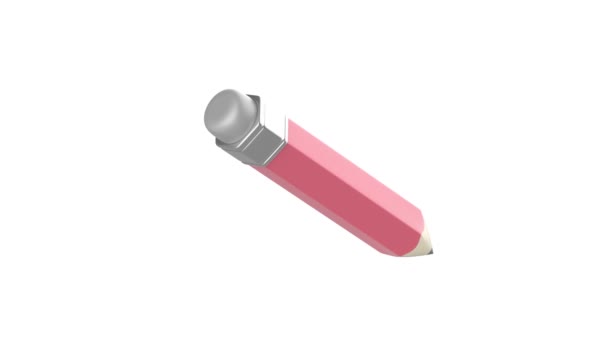 Crayon Couleur Rose Style Dessin Animé Avec Gomme Effacer Caoutchouc — Video