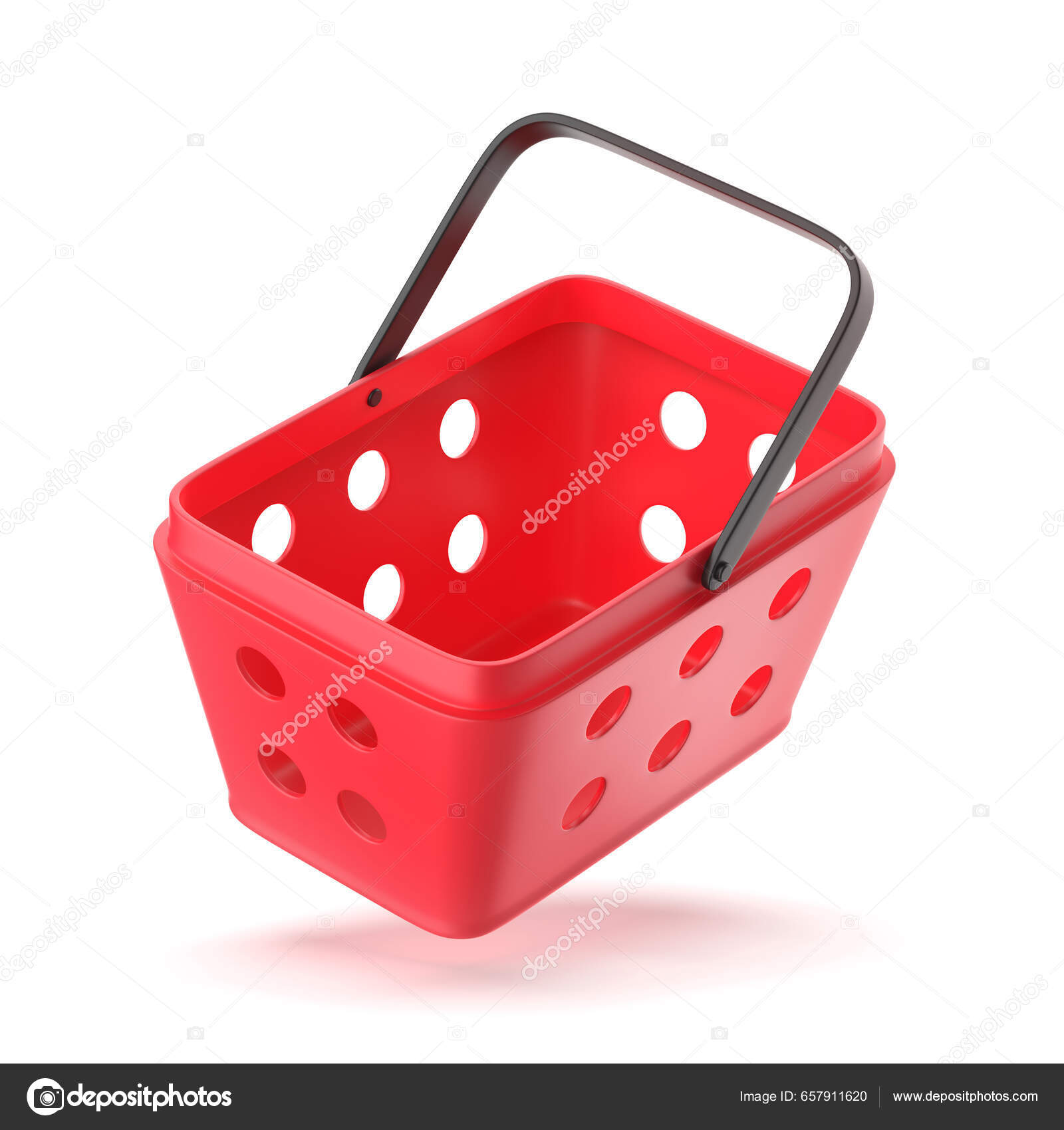 Red Plastic Shopping Basket White Background Stock Photo by ©magraphics